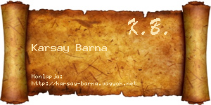 Karsay Barna névjegykártya