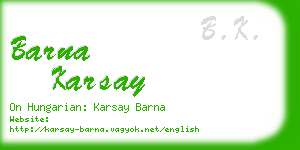 barna karsay business card